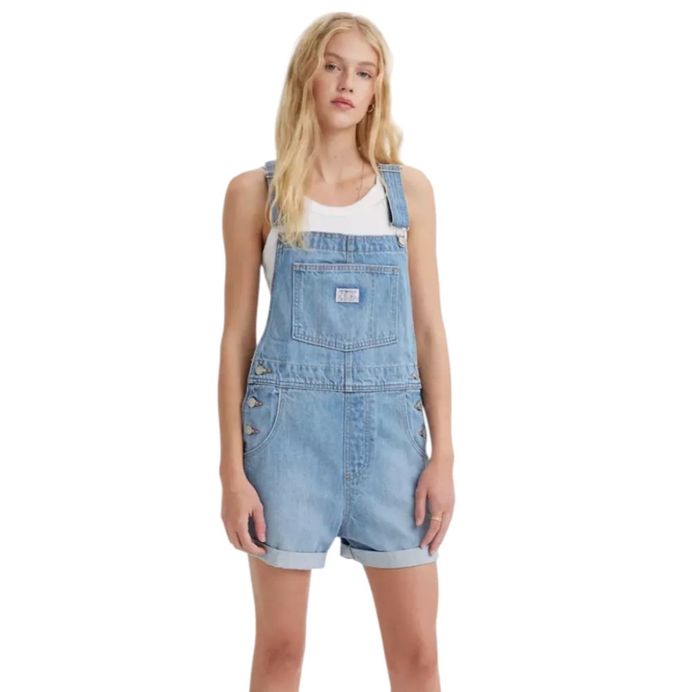 Levis Blue Denim Short Overalls